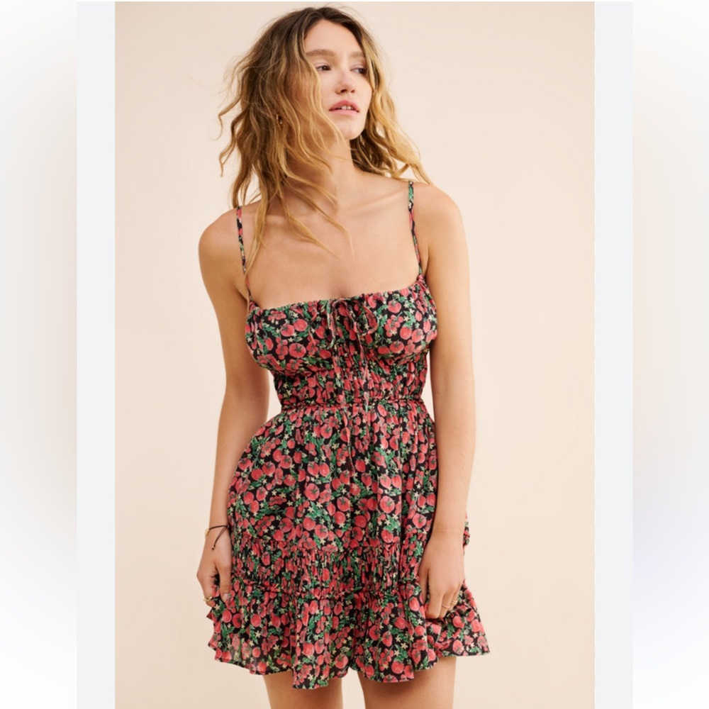 Free People Floral Mini Dress - Pink and Green